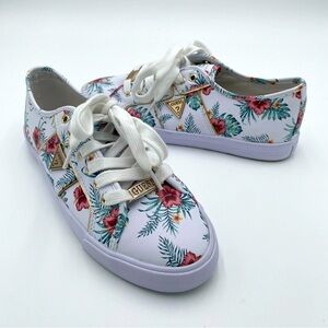 Guess Los Angeles‎ Tropical Floral Print Full Lace Up Sneakers Shoes Size 9.5